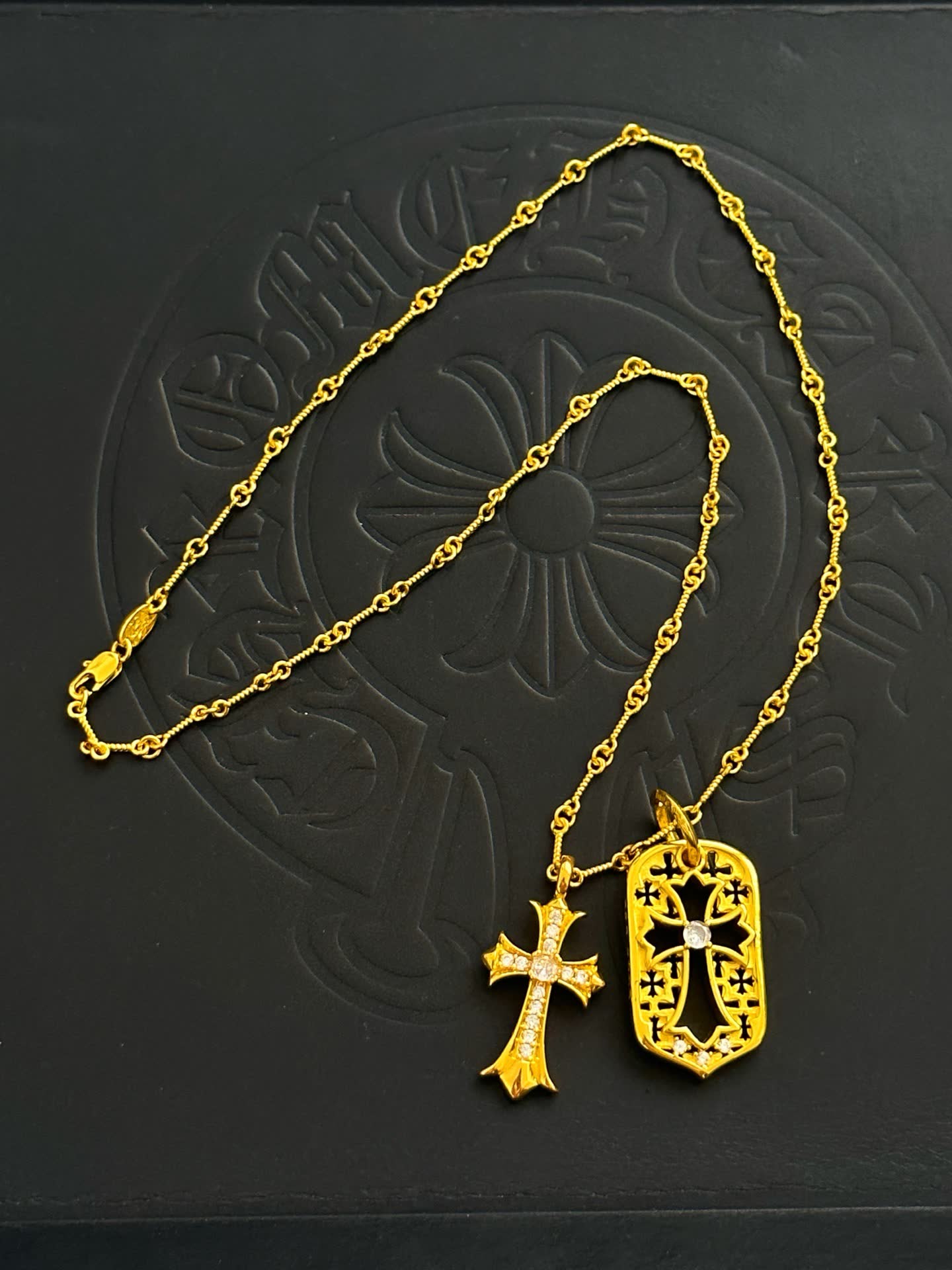 Chrome Hearts Gold Cross Pendant Necklace